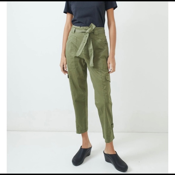 Alex Mill Pants - Alex Mill Green Expedition Paper Bag Belted Pants